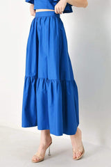 ROYAL FLOW WOVEN MIDI SKIRT - Flying Tomato - Flyclothing LLC