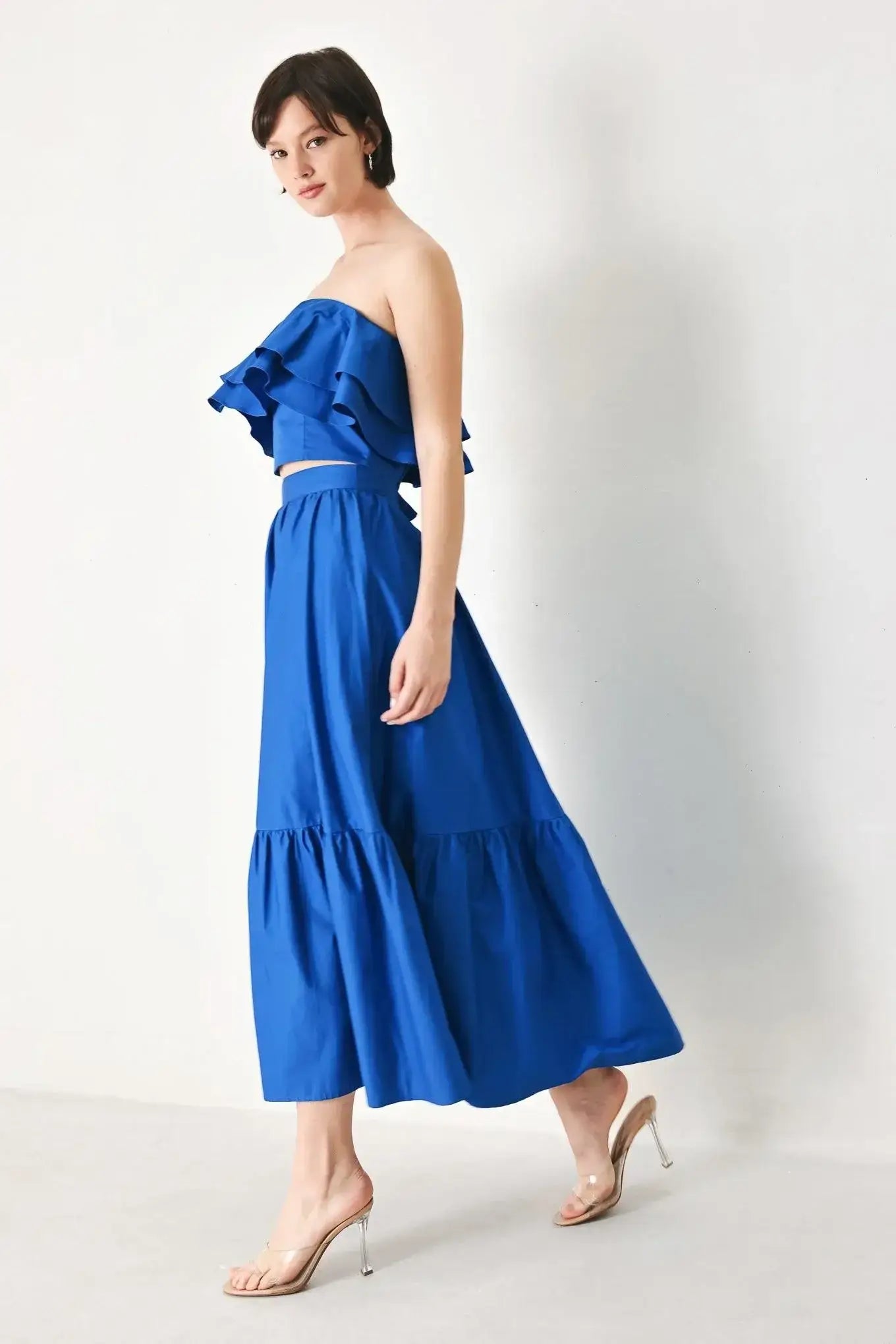ROYAL FLOW WOVEN MIDI SKIRT - Flying Tomato - Flyclothing LLC