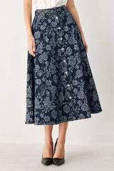 ROSETTE FLORAL WOVEN JACQUARD FULL SKIRT