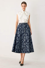 ROSETTE FLORAL WOVEN JACQUARD FULL SKIRT
