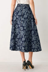 ROSETTE FLORAL WOVEN JACQUARD FULL SKIRT