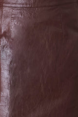 PORT WINE HIGH-RISE FAUX LEATHER SKIRT