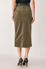 FERNWOOD BUCKLE-BELT MIDI SKIRT