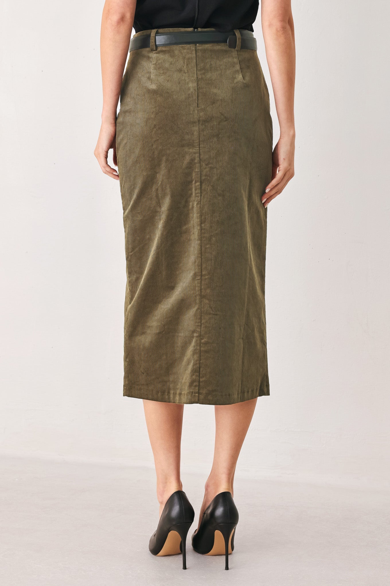 FERNWOOD BUCKLE-BELT MIDI SKIRT