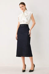 CLASSIC DENIM OFFICE MINI PENCIL SKIRT