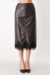 LACE AFTER DARK FAUX LEATHER PENCIL SKIRT - Flying Tomato - Flyclothing LLC