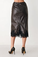 LACE AFTER DARK FAUX LEATHER PENCIL SKIRT - Flying Tomato - Flyclothing LLC