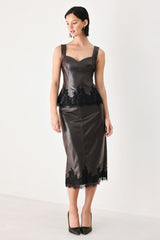 LACE AFTER DARK FAUX LEATHER PENCIL SKIRT - Flying Tomato - Flyclothing LLC