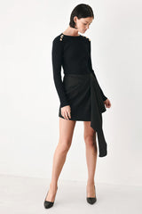 ONYX ASYMMETRIC MUSE WOVEN SKIRT
