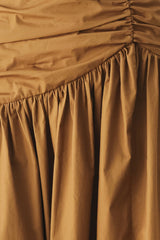 GOLDEN BROWN CASCADE WOVEN MIDI SKIRT