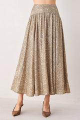 SERPENTINE TAUPE SNAKESKIN WOVEN MIDI SKIRT
