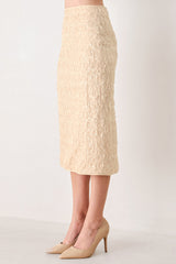 CHAMPAGNE WHISPER SEQUIN EYELASH MESH PENCIL SKIRT - Flying Tomato - Flyclothing LLC
