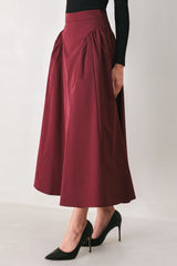 SCULPTED NOIR SHIRRED MIDI SKIRT - Flying Tomato - Flyclothing LLC