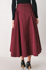 SCULPTED NOIR SHIRRED MIDI SKIRT - Flying Tomato - Flyclothing LLC