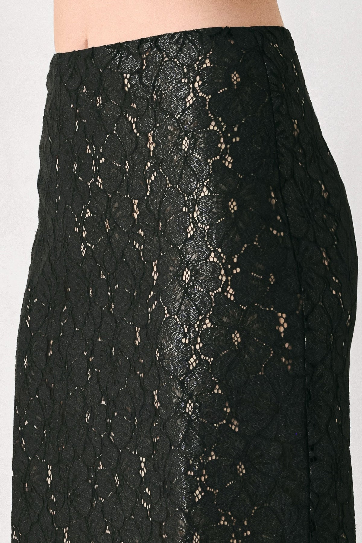 NOIR LACE AFFAIR BLACK/NUDE LACE PENCIL SKIRT - Flying Tomato - Flyclothing LLC