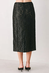 NOIR LACE AFFAIR BLACK/NUDE LACE PENCIL SKIRT - Flying Tomato - Flyclothing LLC