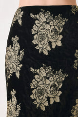 GILDED VELVET BLACK/GOLD JACQUARD MIDI SKIRT - Flying Tomato - Flyclothing LLC