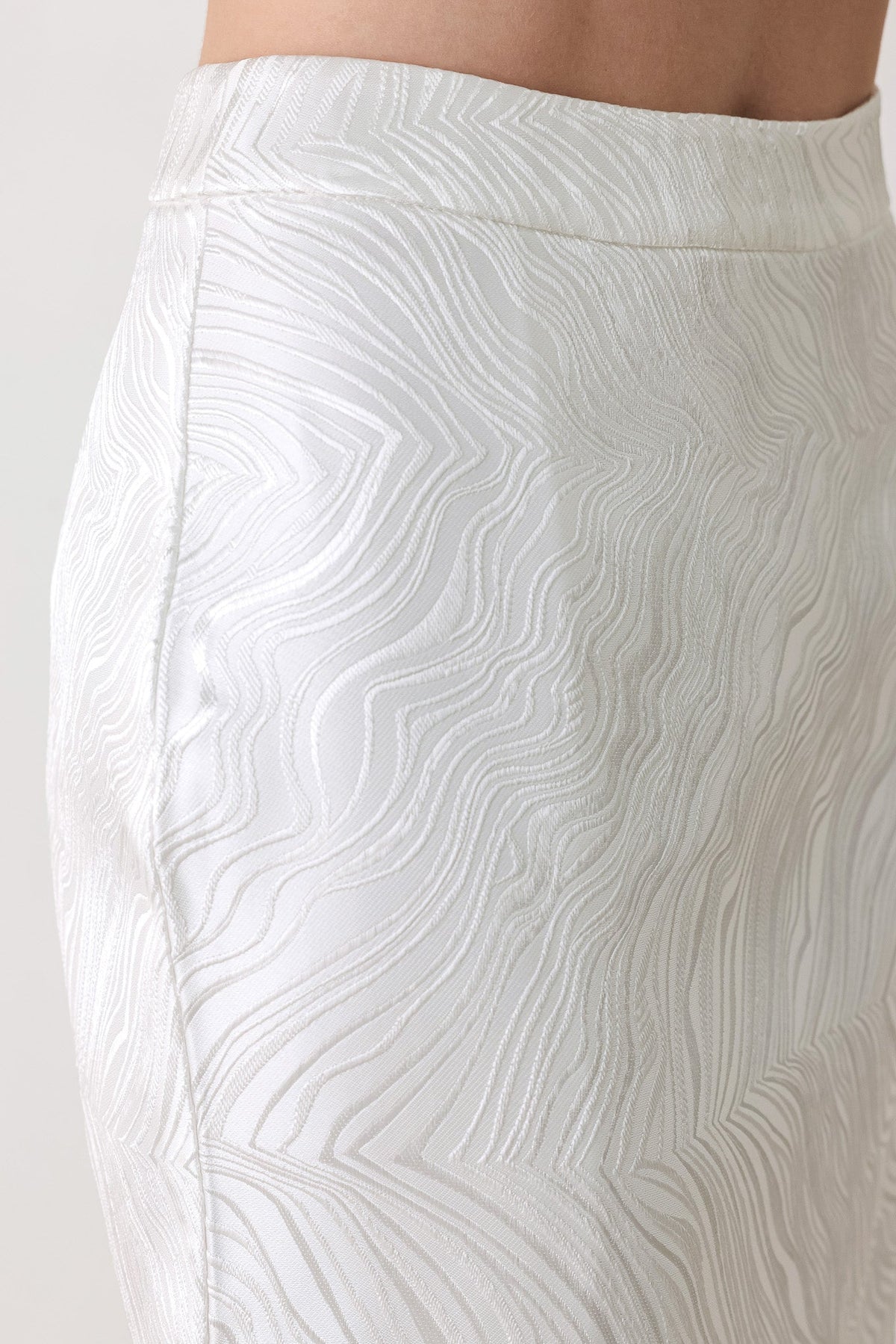 IVORY TEXTURE WHITE WOVEN PENCIL SKIRT - Flying Tomato - Flyclothing LLC