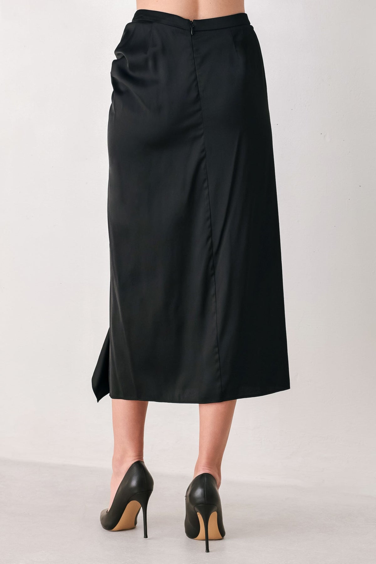 NOIR CASCADE BLACK ASYMMETRICAL RUFFLE MIDI SKIRT - Flying Tomato - Flyclothing LLC