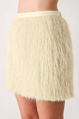CREAM FEATHERLIGHT EYELASH FRINGE MINI SKIRT - Flying Tomato - Flyclothing LLC