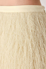 CREAM FEATHERLIGHT EYELASH FRINGE MINI SKIRT - Flying Tomato - Flyclothing LLC