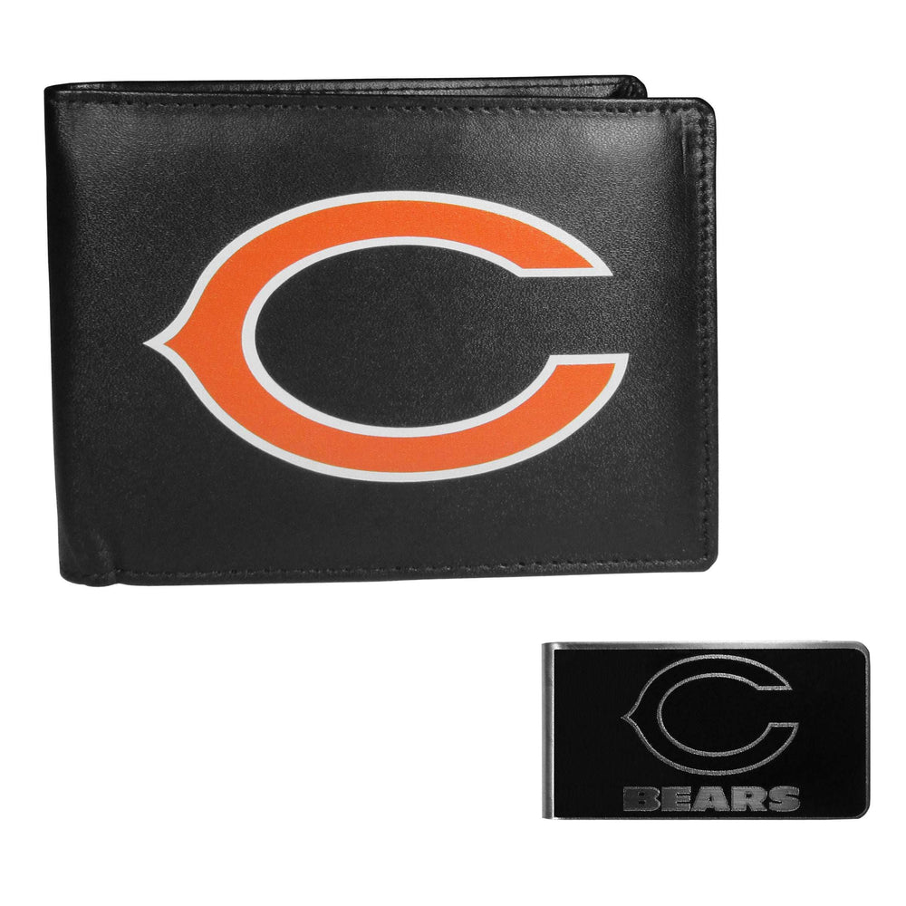 Chicago Bears Leather Bi-fold Wallet & Black Money Clip - Chicago Bears - Flyclothing LLC