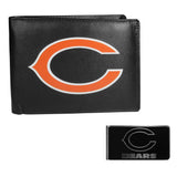 Chicago Bears Leather Bi-fold Wallet & Black Money Clip - Chicago Bears - Flyclothing LLC