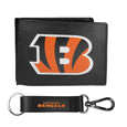 Cincinnati Bengals Leather Bi-fold Wallet & Strap Key Chain