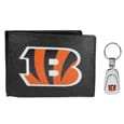 Cincinnati Bengals Leather Bi-fold Wallet & Steel Key Chain - Siskiyou Buckle - Flyclothing LLC