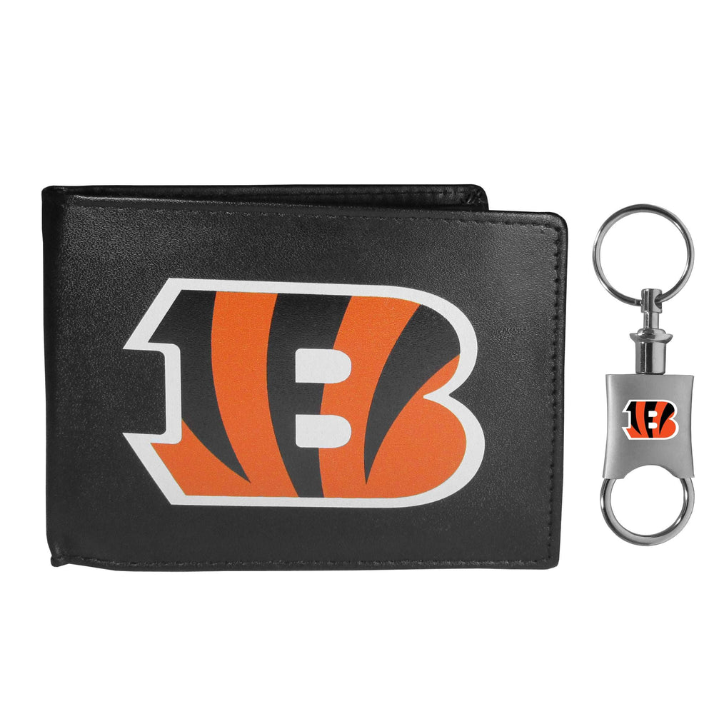 Cincinnati Bengals Leather Bi-fold Wallet & Valet Key Chain - Cincinnati Bengals - Flyclothing LLC