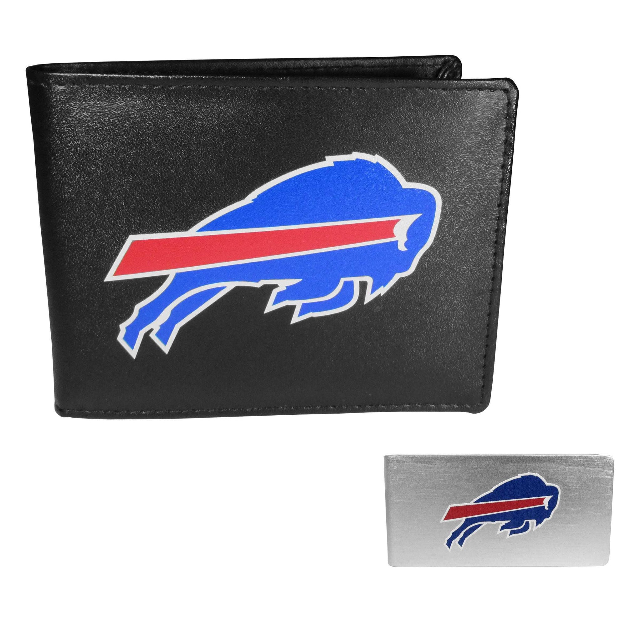 Buffalo Bills Leather Bi-fold Wallet & Money Clip - Buffalo Bills - Flyclothing LLC