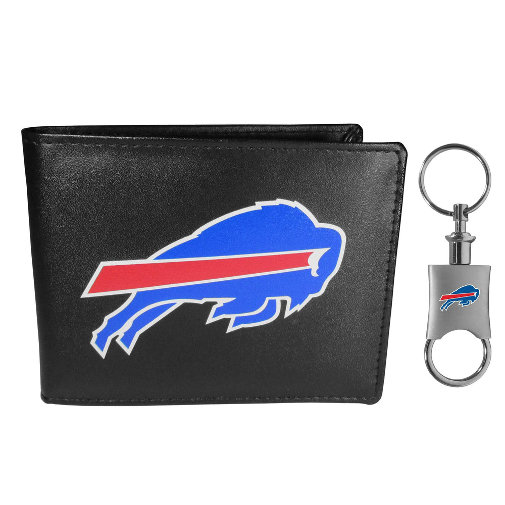 Buffalo Bills Leather Bi-fold Wallet & Valet Key Chain - Buffalo Bills - Flyclothing LLC