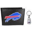 Buffalo Bills Leather Bi-fold Wallet & Steel Key Chain - Siskiyou Buckle