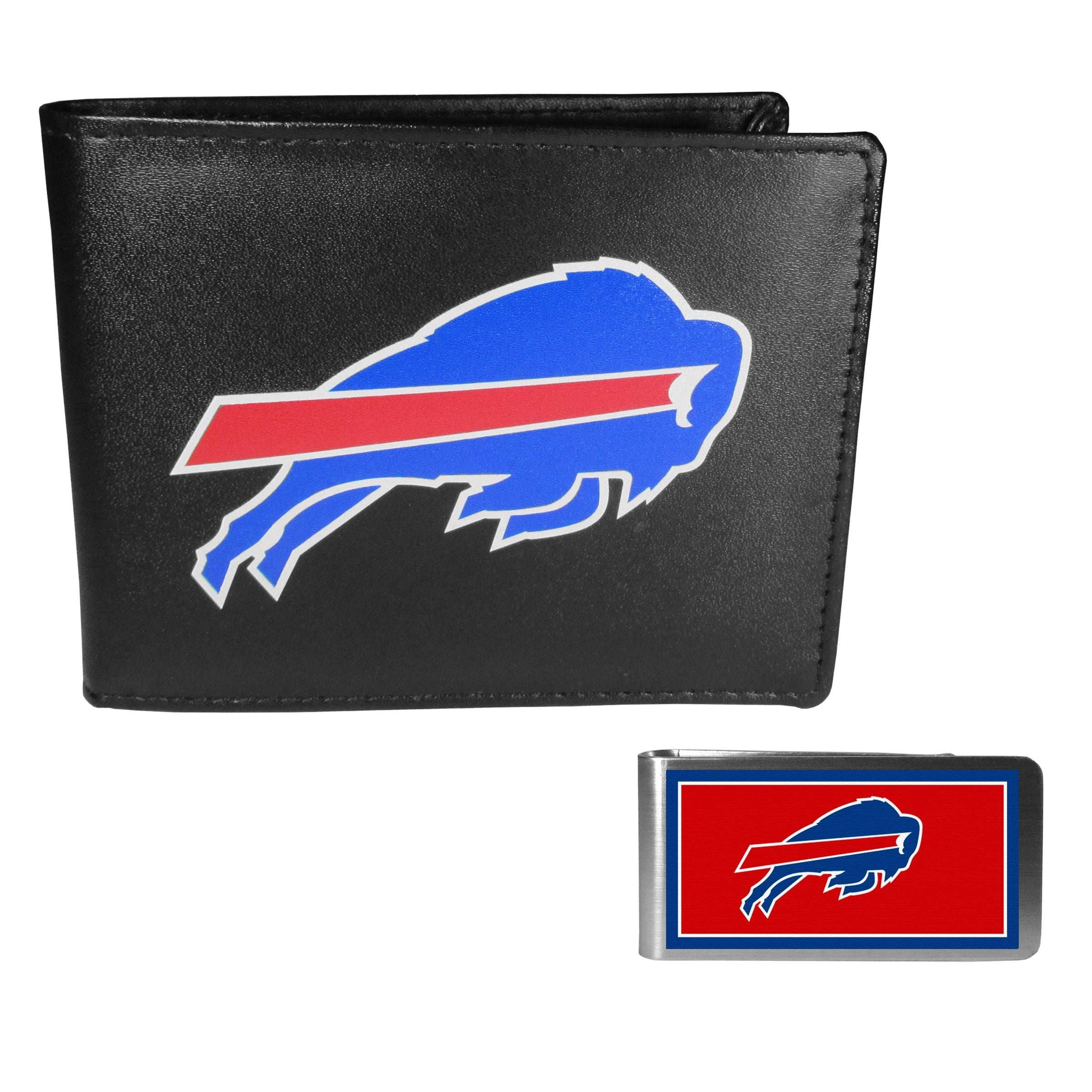 Buffalo Bills Leather Bi-fold Wallet & Color Money Clip - Buffalo Bills - Flyclothing LLC