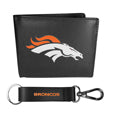 Denver Broncos Leather Bi-fold Wallet & Strap Key Chain