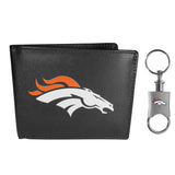 Denver Broncos Leather Bi-fold Wallet & Valet Key Chain - Denver Broncos - Flyclothing LLC