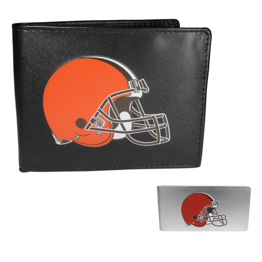 Cleveland Browns Leather Bi-fold Wallet & Money Clip - Cleveland Browns - Flyclothing LLC