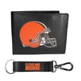 Cleveland Browns Leather Bi-fold Wallet & Strap Key Chain - Siskiyou Buckle