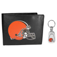 Cleveland Browns Leather Bi-fold Wallet & Steel Key Chain