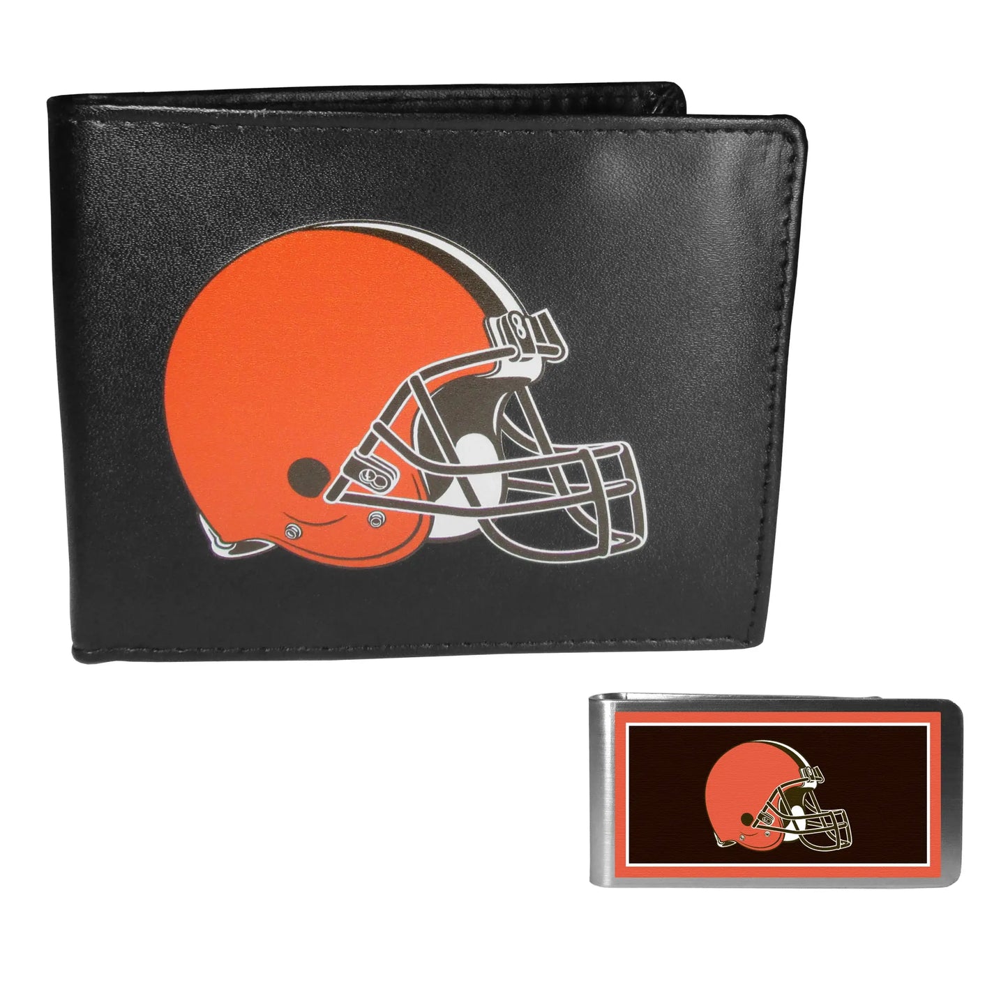 Cleveland Browns Leather Bi-fold Wallet & Color Money Clip - Cleveland Browns - Flyclothing LLC
