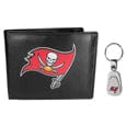 Tampa Bay Buccaneers Leather Bi-fold Wallet & Steel Key Chain