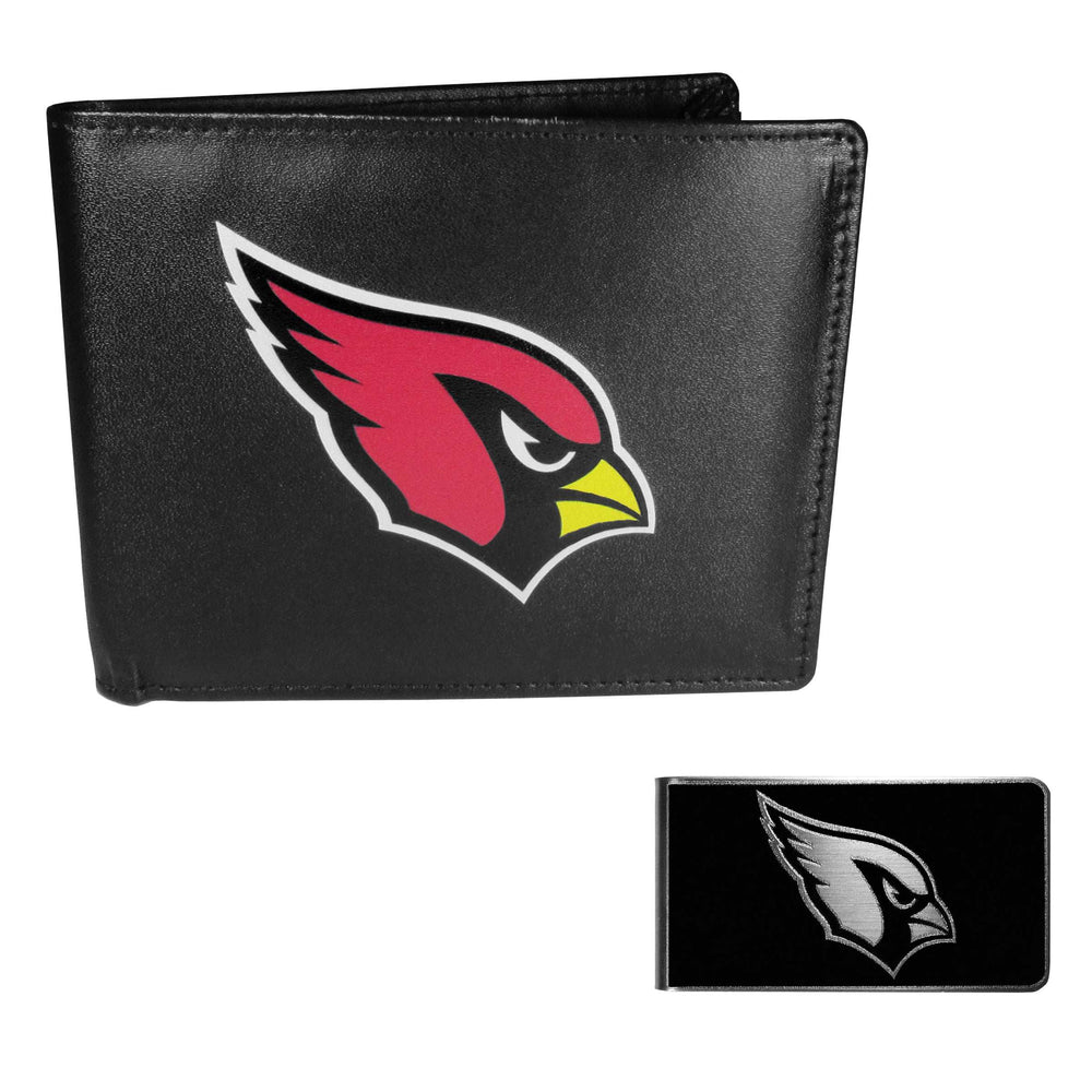 Arizona Cardinals Leather Bi-fold Wallet & Black Money Clip - Arizona Cardinals - Flyclothing LLC