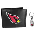 Arizona Cardinals Leather Bi-fold Wallet & Steel Key Chain