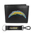 Los Angeles Chargers Leather Bi-fold Wallet & Strap Key Chain