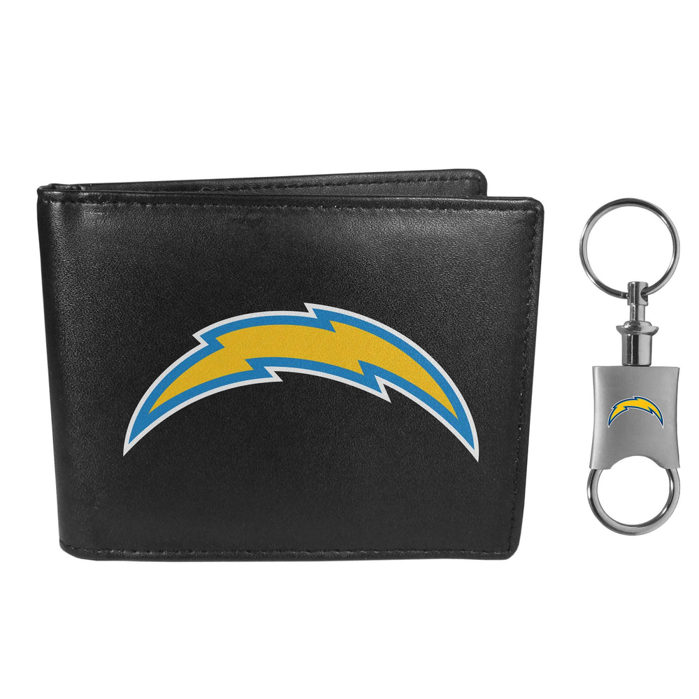 Los Angeles Chargers Leather Bi-fold Wallet & Valet Key Chain - Los Angeles Chargers - Flyclothing LLC