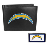 Los Angeles Chargers Leather Bi-fold Wallet & Color Money Clip - Los Angeles Chargers - Flyclothing LLC