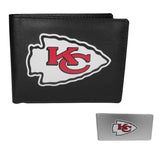 Kansas City Chiefs Leather Bi-fold Wallet & Money Clip - Kansas City Chiefs - Flyclothing LLC