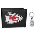 Kansas City Chiefs Leather Bi-fold Wallet & Steel Key Chain - Kansas City Chiefs