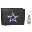 Dallas Cowboys Leather Bi-fold Wallet & Steel Key Chain