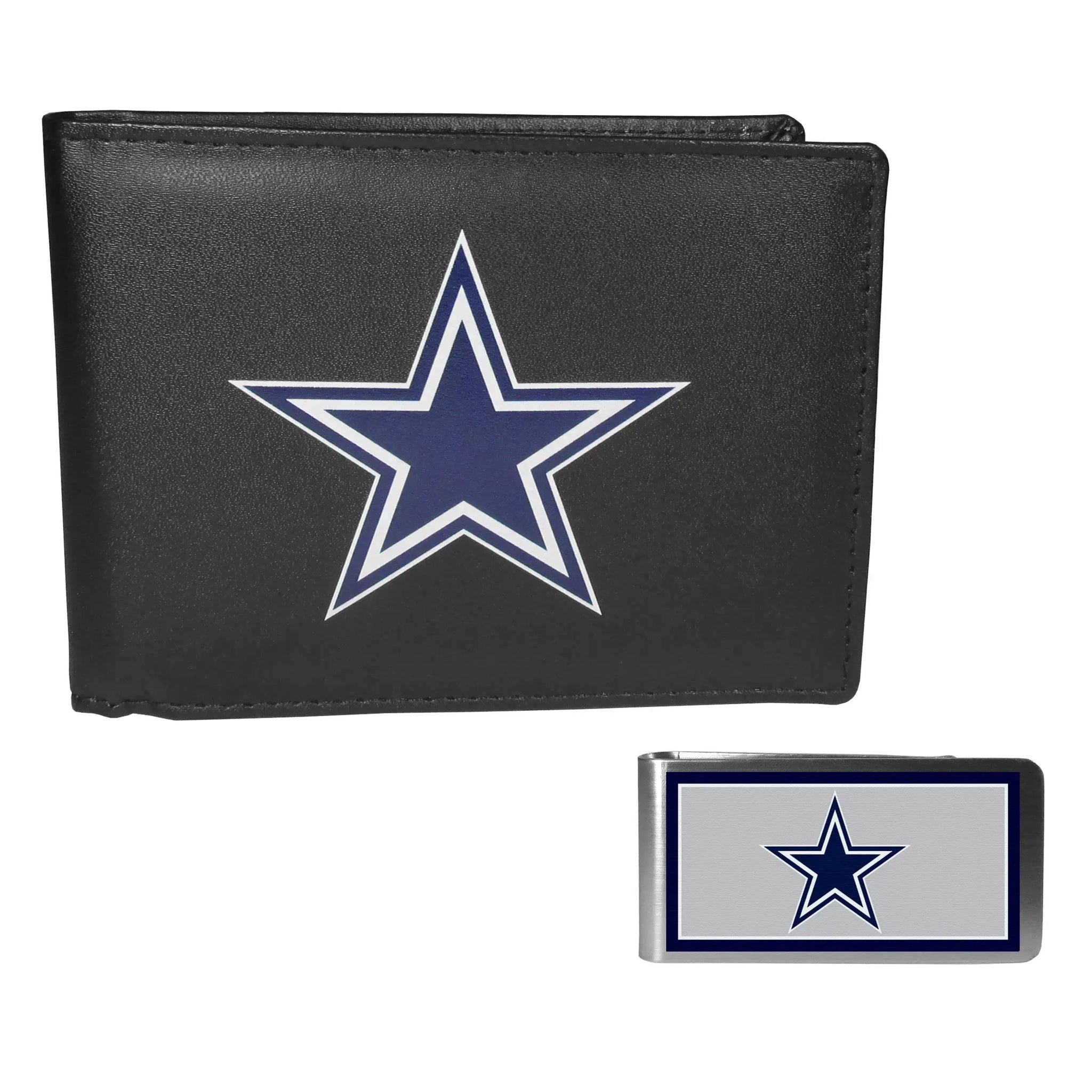 Dallas Cowboys Leather Bi-fold Wallet & Color Money Clip - Dallas Cowboys - Flyclothing LLC